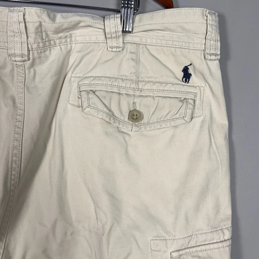 Polo Ralph Lauren Cargo Shorts Mens 42 Tall‎ Cotton Tan Khaki Utility Flat Front